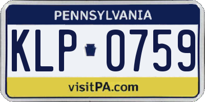 PA license plate KLP0759
