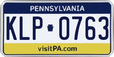 PA license plate KLP0763