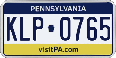 PA license plate KLP0765