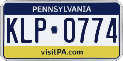 PA license plate KLP0774