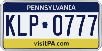 PA license plate KLP0777