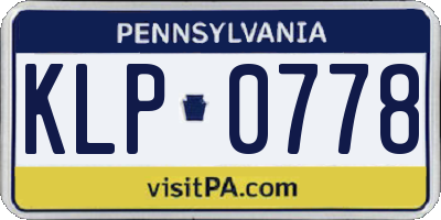 PA license plate KLP0778