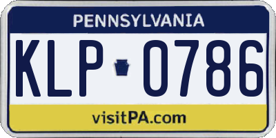 PA license plate KLP0786