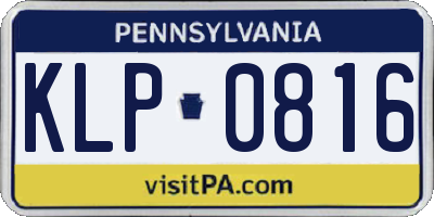 PA license plate KLP0816