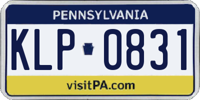 PA license plate KLP0831