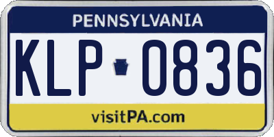 PA license plate KLP0836