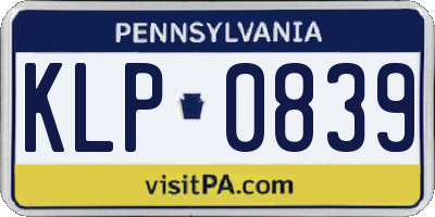 PA license plate KLP0839