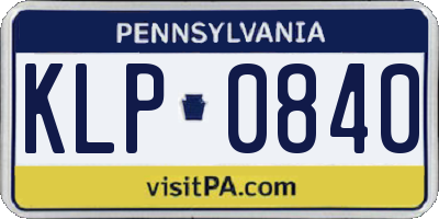 PA license plate KLP0840