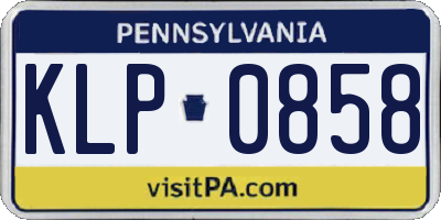 PA license plate KLP0858
