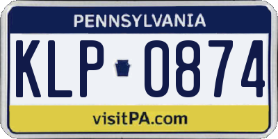 PA license plate KLP0874