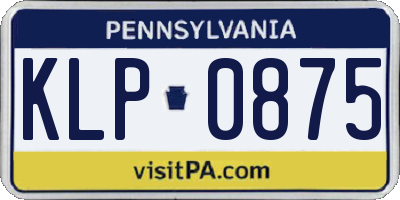 PA license plate KLP0875