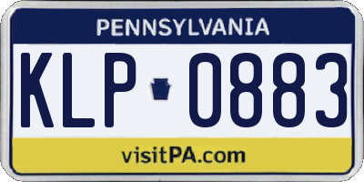 PA license plate KLP0883