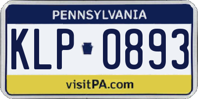 PA license plate KLP0893