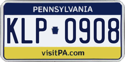 PA license plate KLP0908