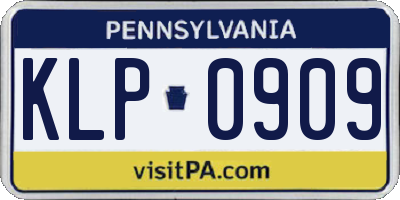 PA license plate KLP0909