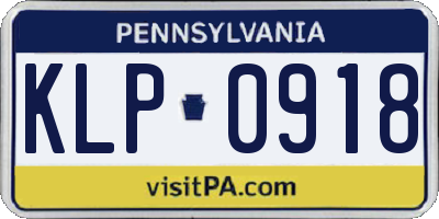 PA license plate KLP0918