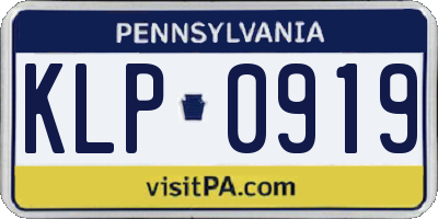 PA license plate KLP0919