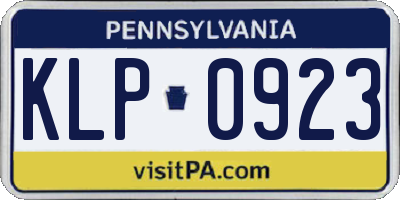 PA license plate KLP0923