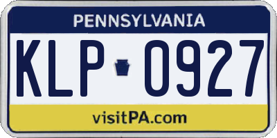 PA license plate KLP0927