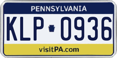 PA license plate KLP0936