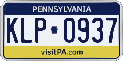 PA license plate KLP0937