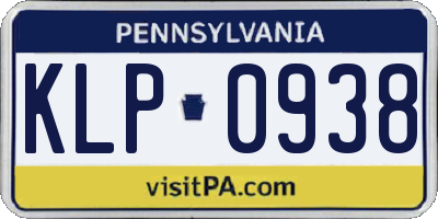 PA license plate KLP0938