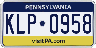 PA license plate KLP0958