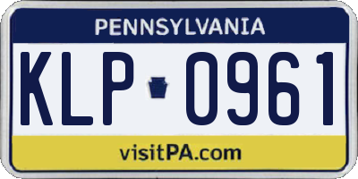 PA license plate KLP0961