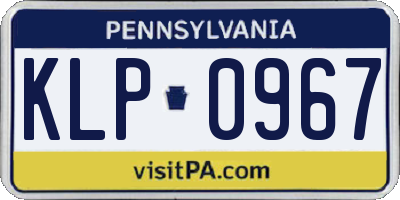 PA license plate KLP0967