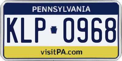 PA license plate KLP0968