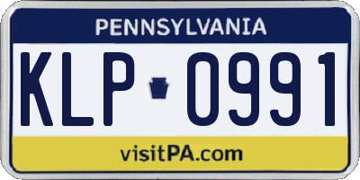 PA license plate KLP0991