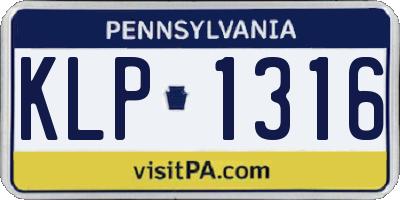 PA license plate KLP1316