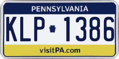 PA license plate KLP1386
