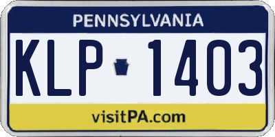 PA license plate KLP1403