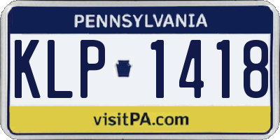 PA license plate KLP1418
