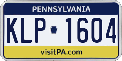 PA license plate KLP1604