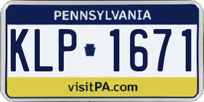 PA license plate KLP1671