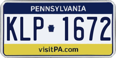 PA license plate KLP1672