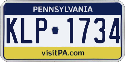 PA license plate KLP1734