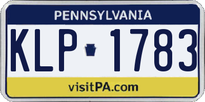 PA license plate KLP1783