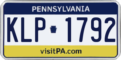 PA license plate KLP1792