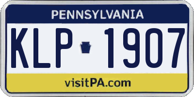PA license plate KLP1907