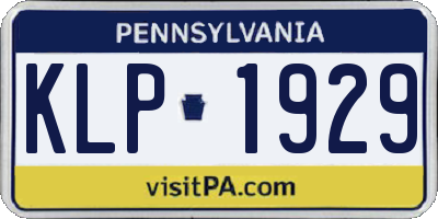 PA license plate KLP1929