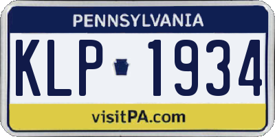 PA license plate KLP1934