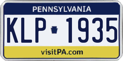 PA license plate KLP1935