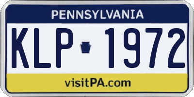 PA license plate KLP1972