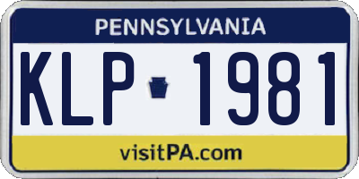 PA license plate KLP1981