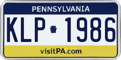 PA license plate KLP1986