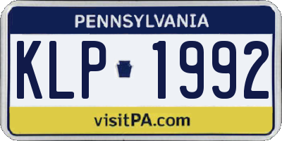 PA license plate KLP1992