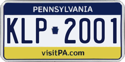PA license plate KLP2001